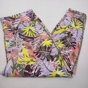 Pro Player Size 1XL Tropical Flowers Moisture Wicking Workout 7/8 Yoga‎ Leggings